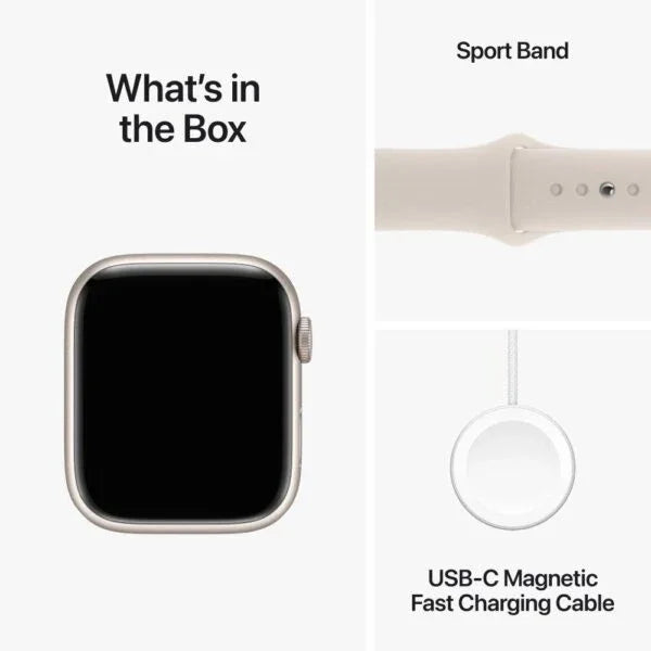 Apple Watch Series 9 GPS + Cellular 45mm Starlight Aluminium Case with Starlight Sport Band – Regular - Tashqila Apple Watch Series 9 GPS + Cellular 45mm Starlight Aluminium Case with Starlight Sport Band – Regular - Tashqila